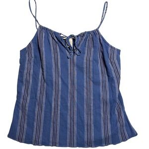 Abercrombie & Fitch Womens Blue Striped Cotton Tie Neck Cami Tank Top Small Y2K